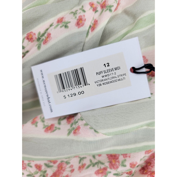 WeWoreWhat Puff Sleeve Floral Midi Dress 🌿 Size 12 NWT Cottagecore Vibes - Picture 4 of 7